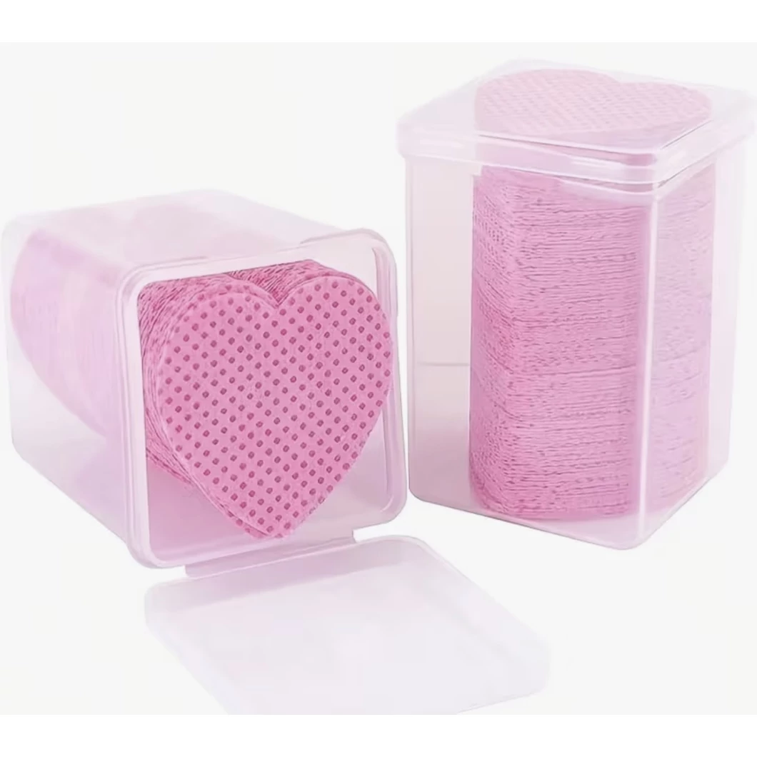 Luxury Nail Wipes - Szálmentes törlő tartóval rózsaszín szív