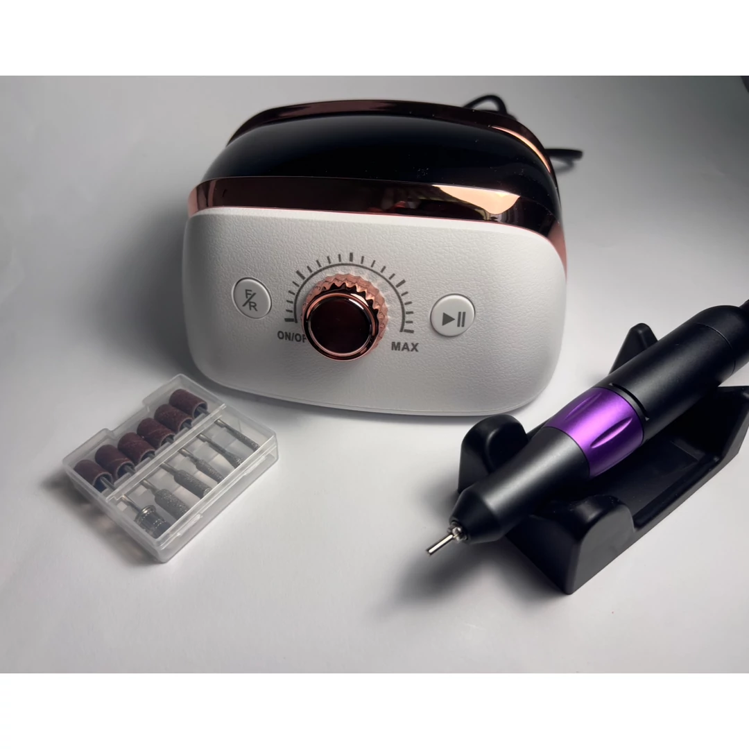 Mikromotoros Műköröm Csiszológép – 50.000 ford./perc, fehér-rosegold