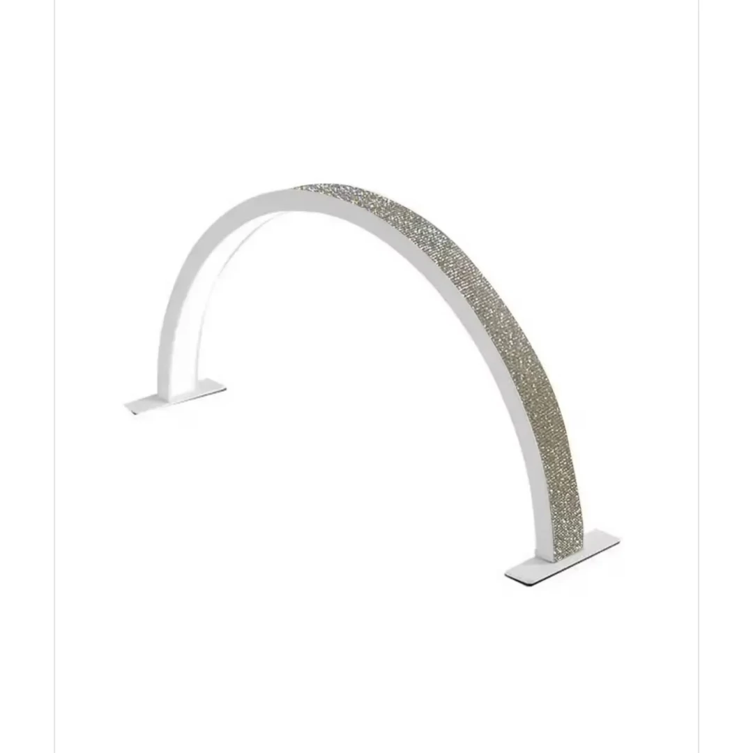 Félhold alakú köves asztali lámpa - fehér